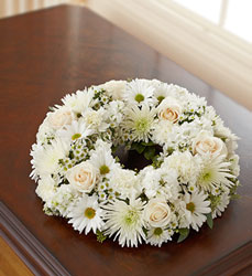 Cremation Wreath - White Davenport Florist - Same Day Flower Delivery - Flower Power 